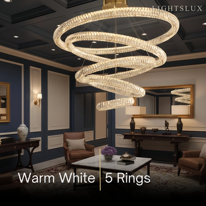 Excelis Luxury Tiered Crystal Chandelier – K9 Crystals Gold Finish Celestial Glow