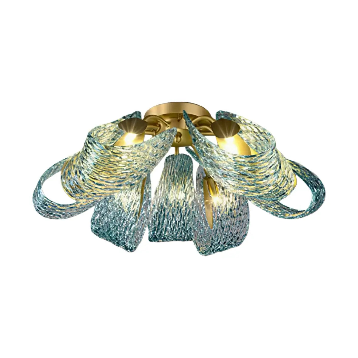 Art Deco Peacock Chandelier – Blue Feather Art Glass Contemporary for Dining Room Bedroom