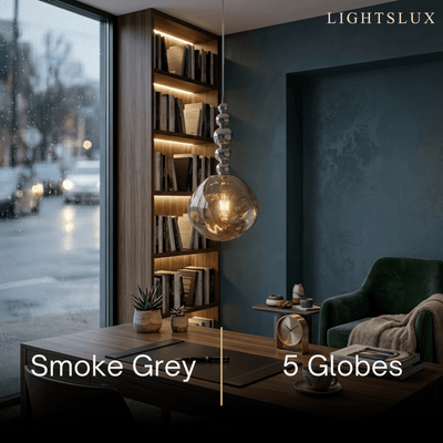 Lunara Modern Pendant Light – Acrylic Globe & Carbon Steel for Bedroom