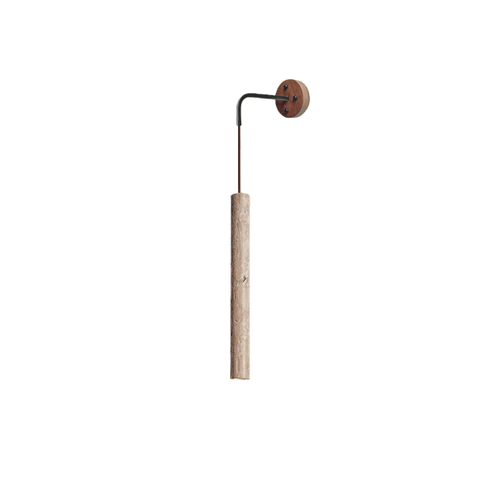 Wall Lamp — Travertine Shade Walnut Wood Socket for Bedside