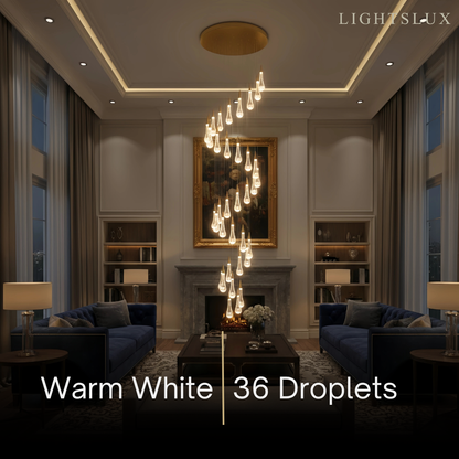 Excelis Luxury Crystal Drop Chandelier with Spiral Design
