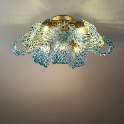 Art Deco Peacock Chandelier – Blue Feather Art Glass Contemporary for Dining Room Bedroom
