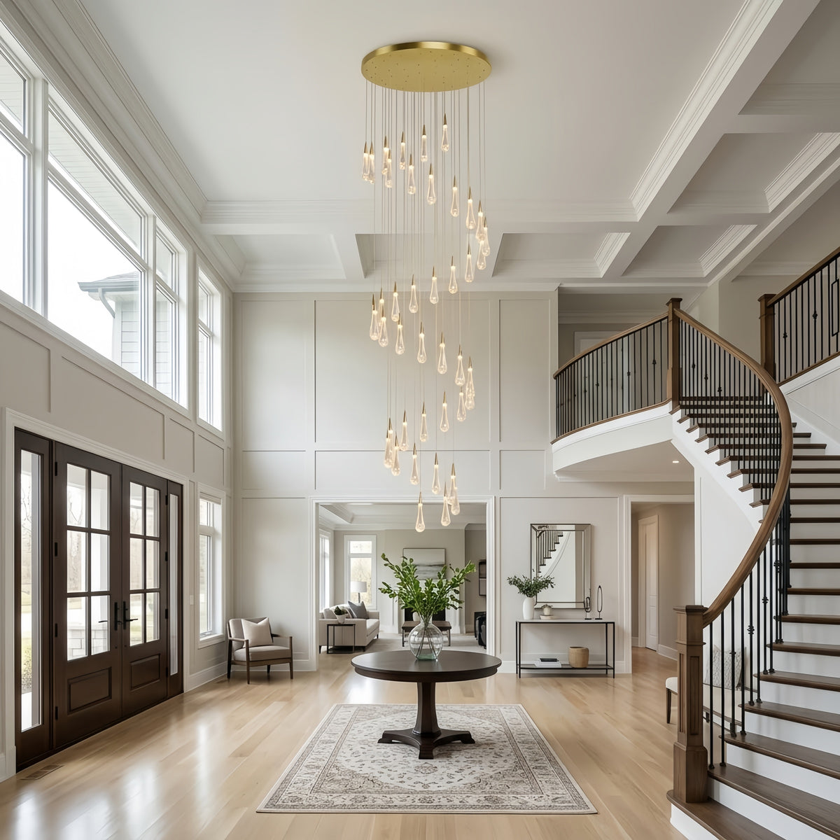 Excelis Luxury Crystal Drop Chandelier with Spiral Design