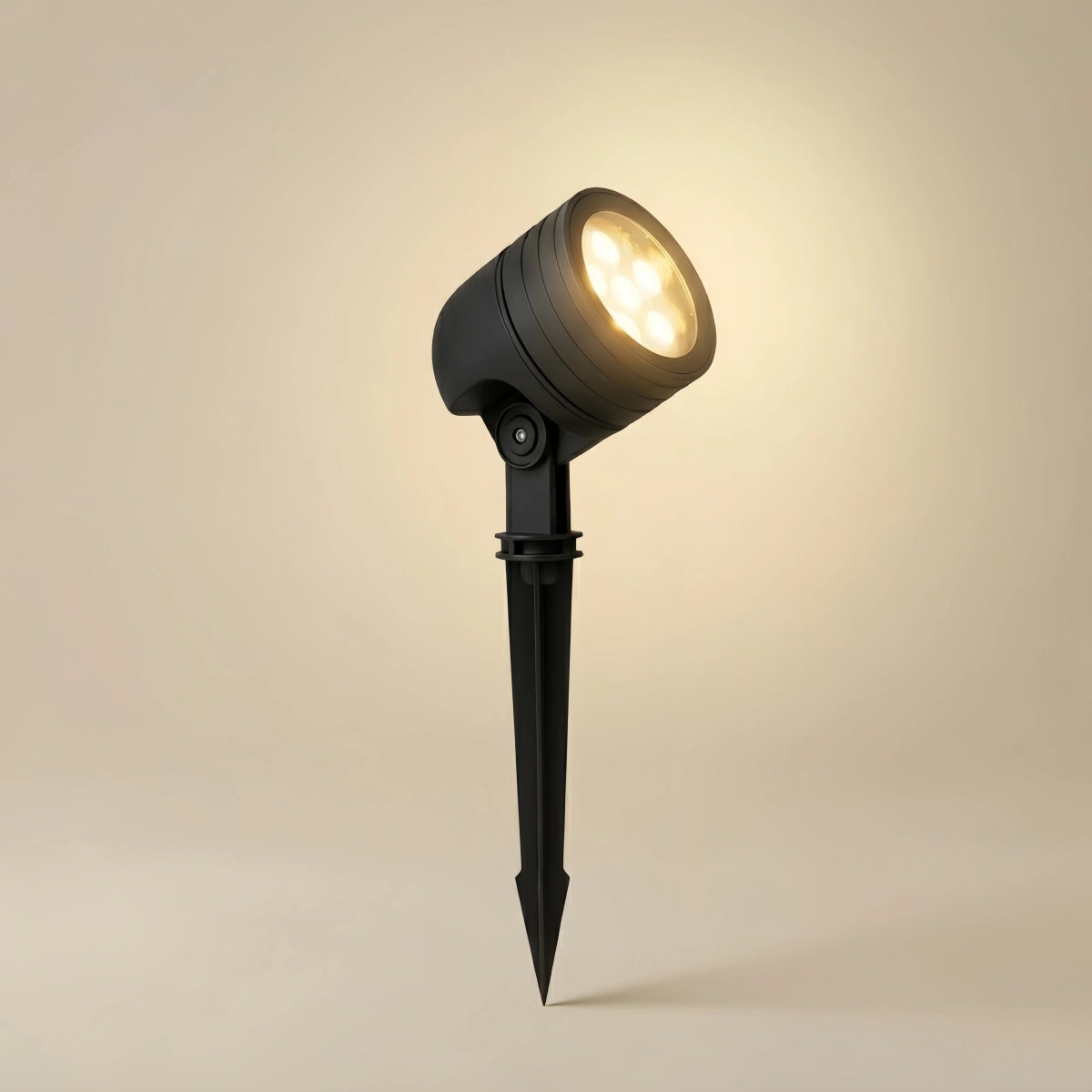Irondale Modern Cylindrical Outdoor Ground Light – Black Metal/Glass for Garden