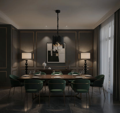 Modern Obsidian Mini Pendant Light with Crystal Detail