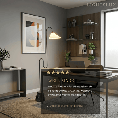 Velora Postmodern Black Floor Lamp – Metal Base with Fabric Hooded for Bedroom