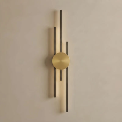  Linear Wall Lamp - Black/Gold Metal for Living Room