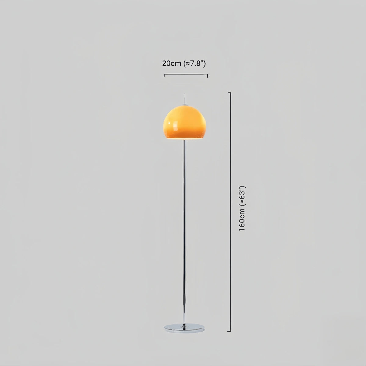 Crema Moderne runde Stehlampe - Metall/Glas in Orange für das Wohnzimmer