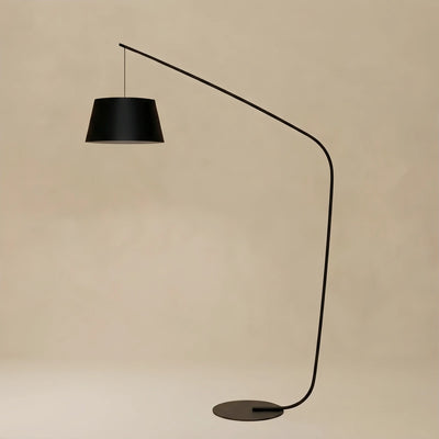 Velora Modern Black Floor Lamp - Metal & Fabric Shade with LED for Living Room/Dining Room