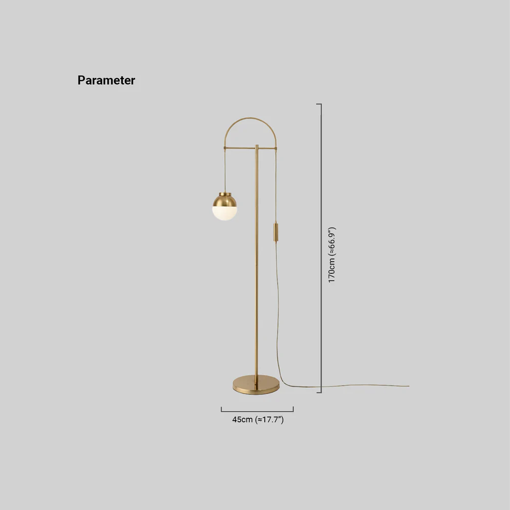 Gold Floor Lamp – Curved Metal Dimensions