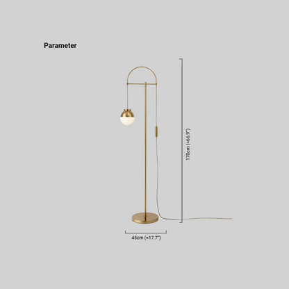 Gold Floor Lamp – Curved Metal Dimensions
