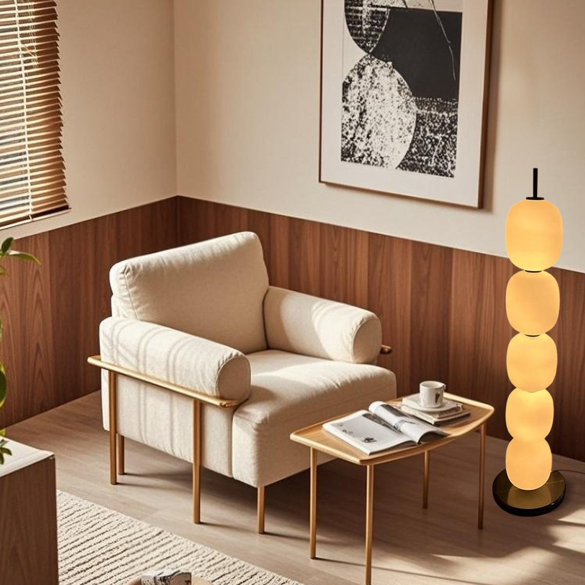  White Floor Lamp – Glass Lantern Design