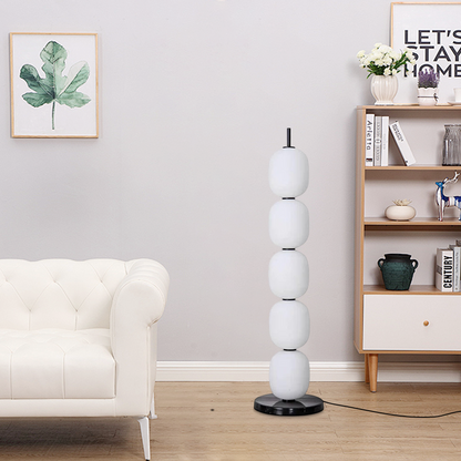 Modern White Floor Lamp – Glass Lantern Design 