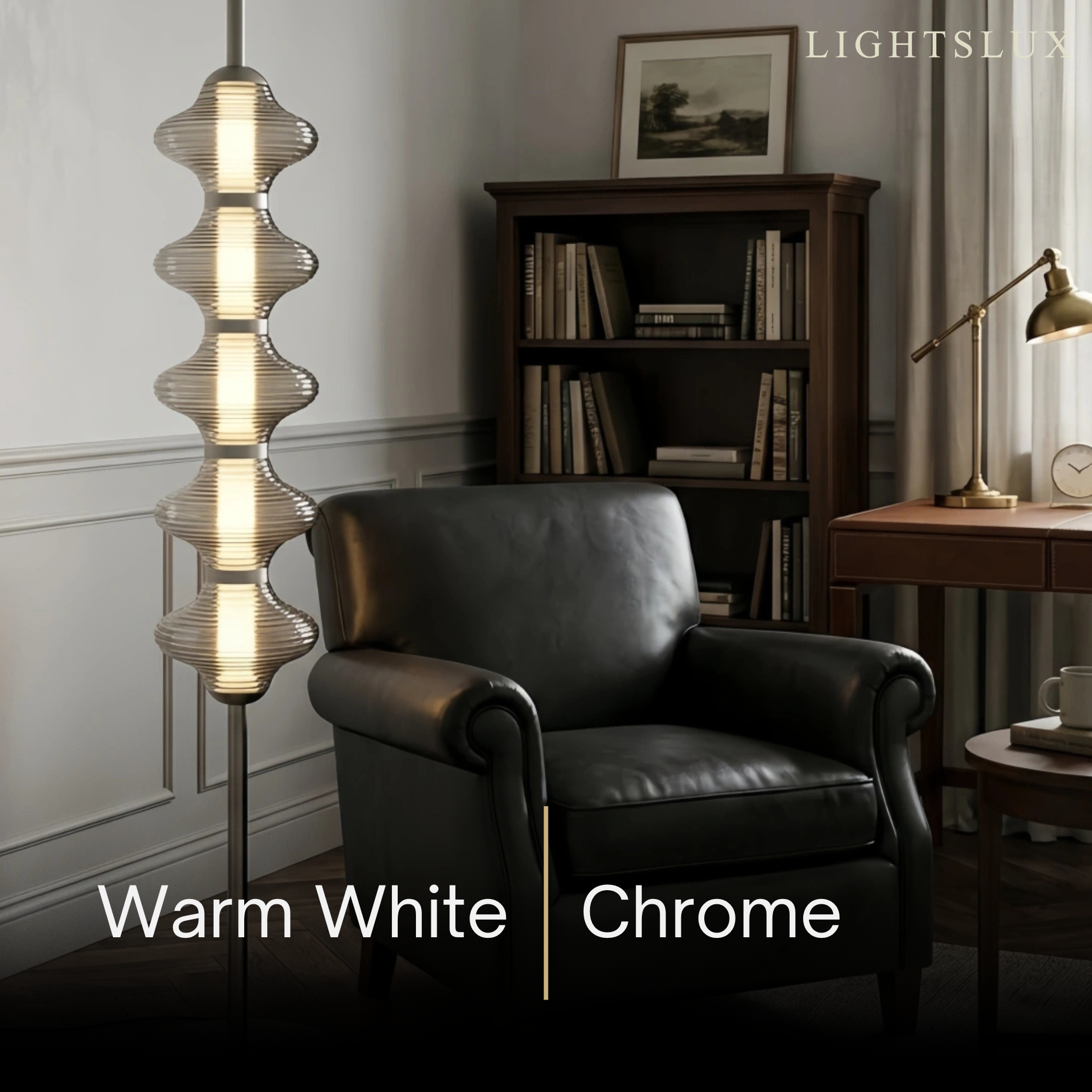 Lámpara de pie Vivara moderna de metal y cristal - Diseño de farol naranja para dormitorio