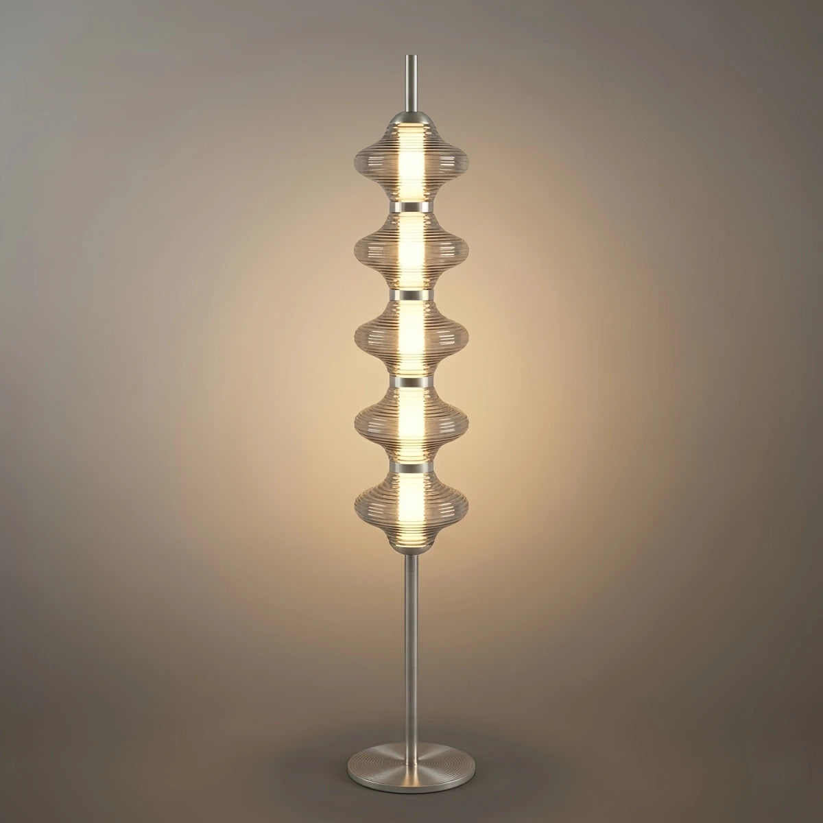 Lámpara de pie Vivara moderna de metal y cristal - Diseño de farol naranja para dormitorio
