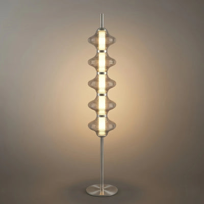 Lámpara de pie Vivara moderna de metal y cristal - Diseño de farol naranja para dormitorio