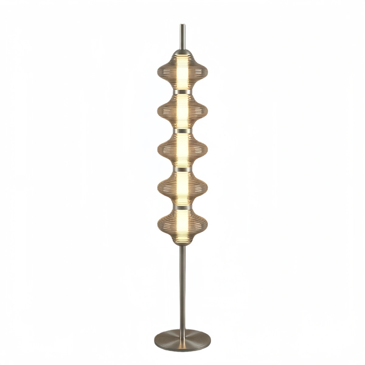 Lámpara de pie Vivara moderna de metal y cristal - Diseño de farol naranja para dormitorio