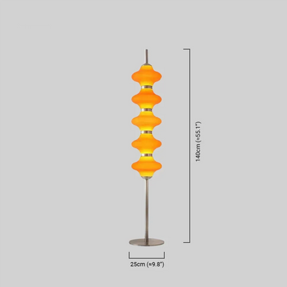 Vivara Modern Metal/Glass Floor Lamp - Orange Lantern Design for Bedroom