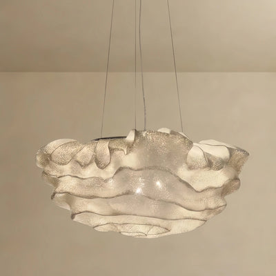 Excelis Art Deco Cloud-Shaped White Pendant Light – Metal Fixture for Living Room