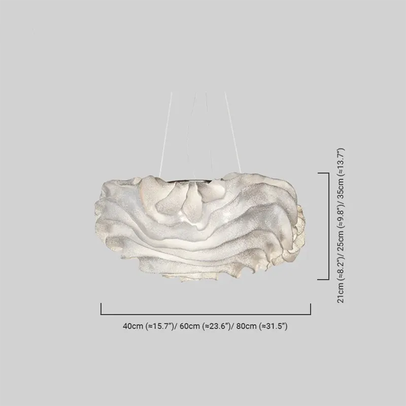 Art Deco Cloud-Shaped White Pendant Light Size