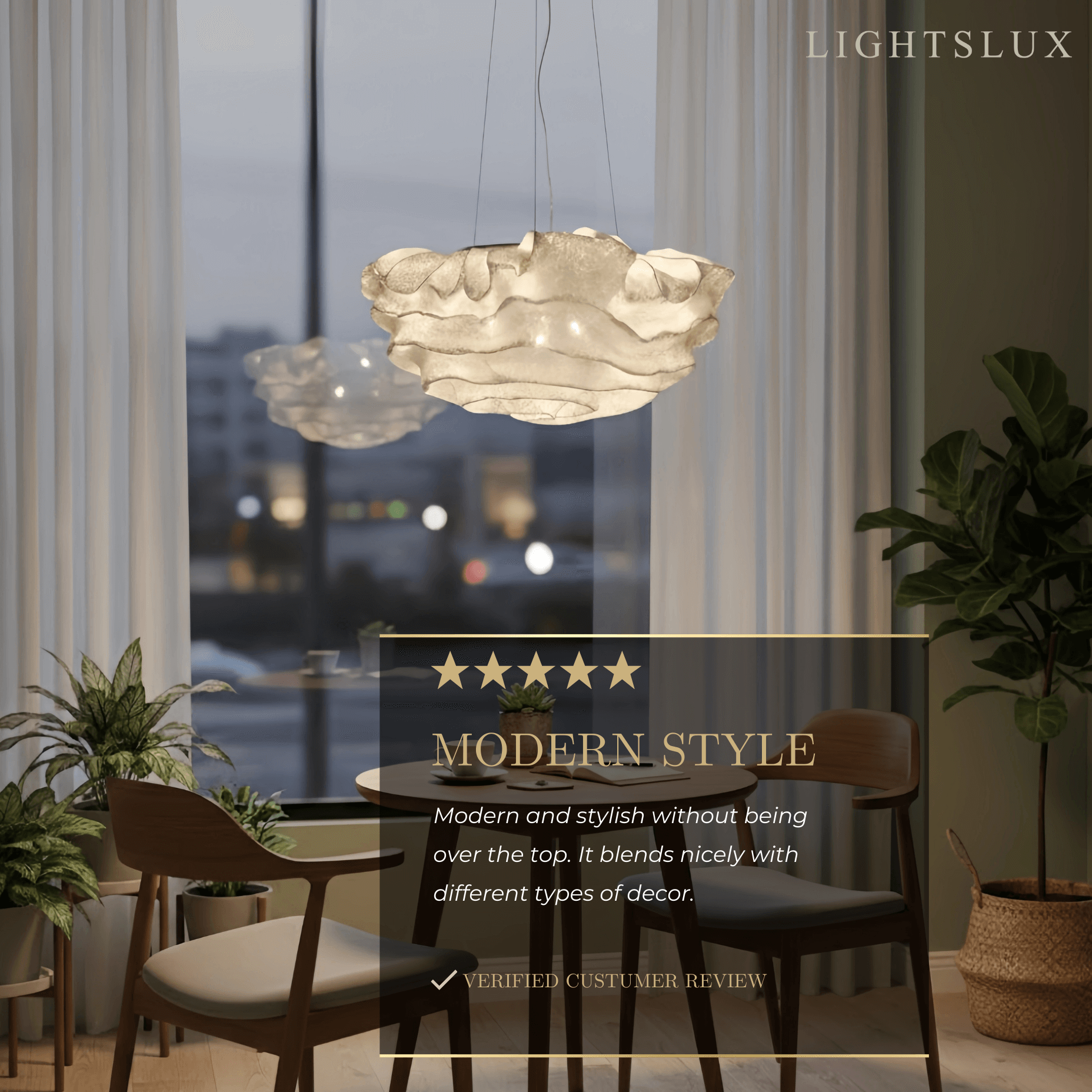 Excelis Art Deco Cloud-Shaped White Pendant Light
