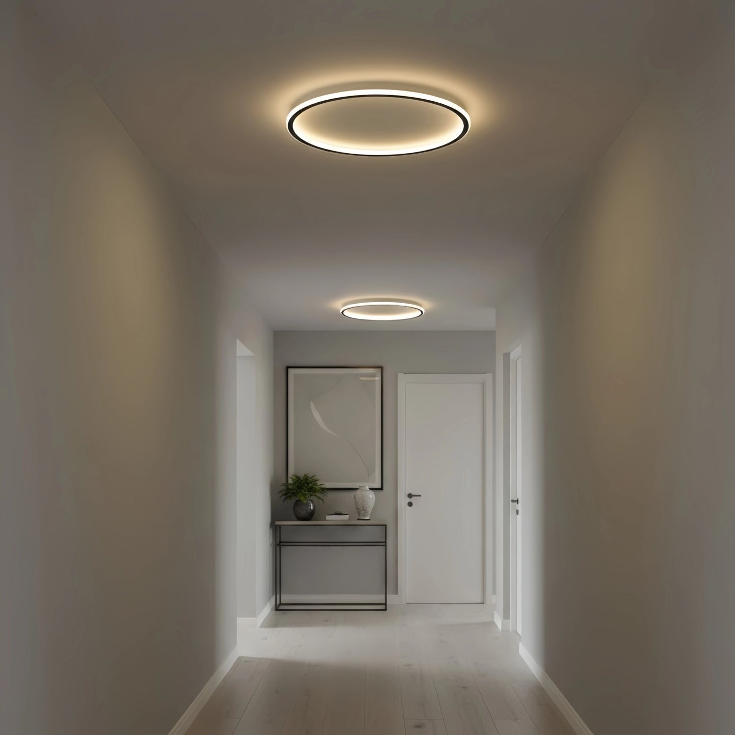 Embrace Modern Round Ceiling Light – Black&White Metal for Living Room