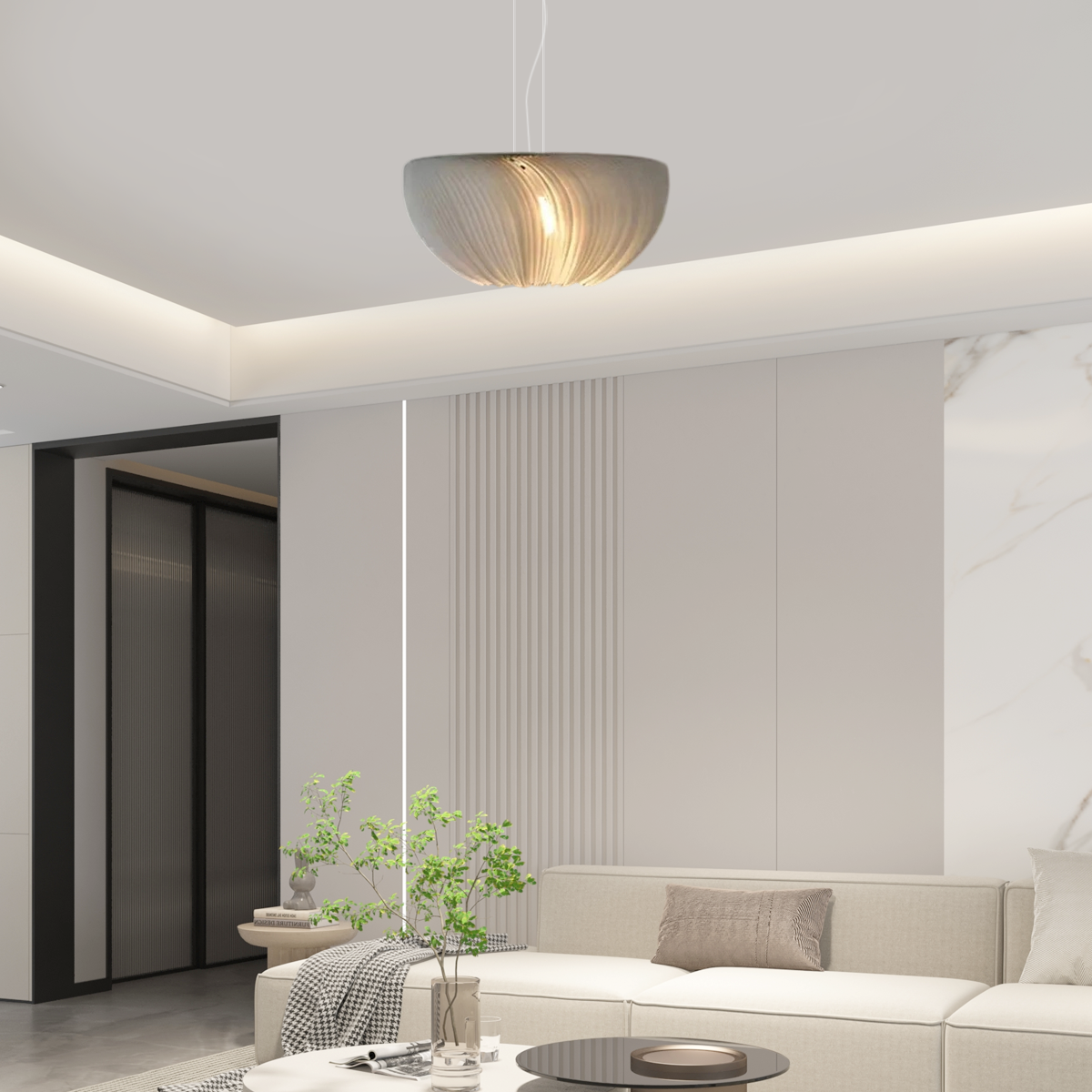 Nordic White Pendant Light – Nature-Inspired Circle