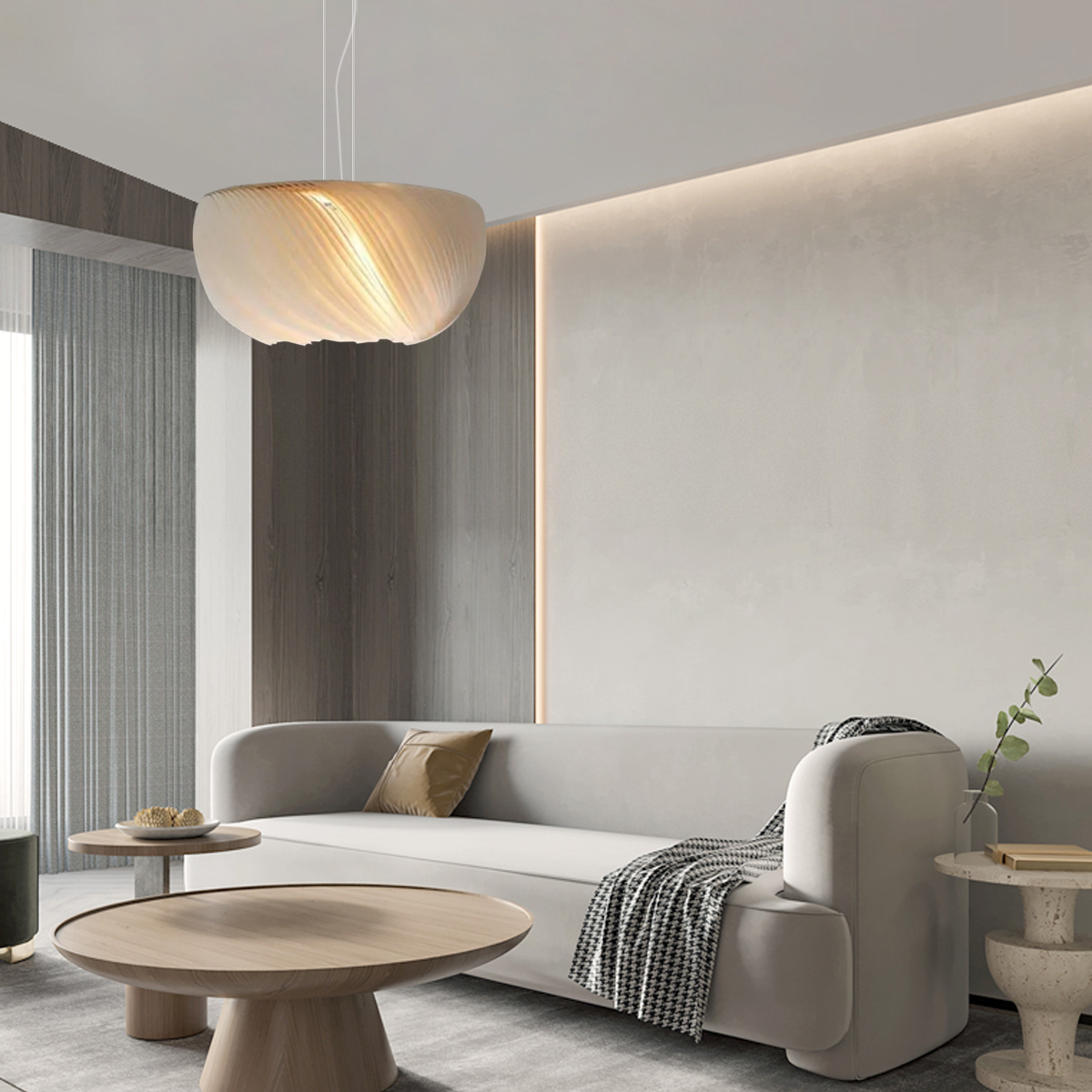 Nordic White Pendant Light – Nature-Inspired Circle