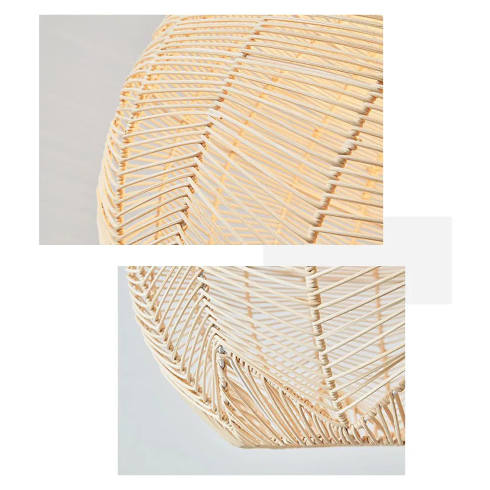  Wood Pendant Light – Metal & Rattan