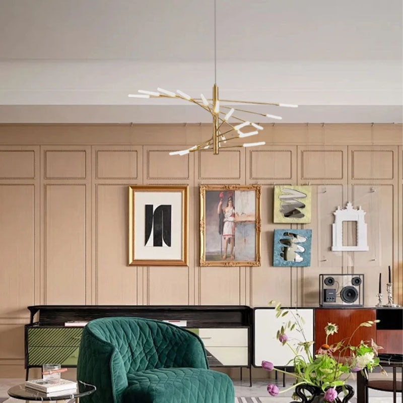 Gold Modern Metal & Acrylic Chandelier