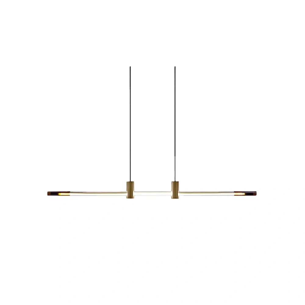 Lámpara colgante moderna Arcato de metal y acrílico - Diseño lineal marrón/rojo para dormitorio