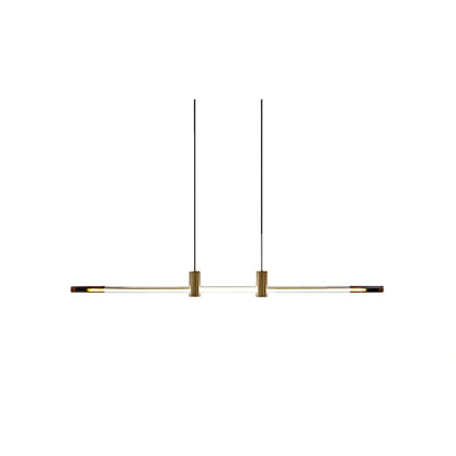 Lámpara colgante moderna Arcato de metal y acrílico - Diseño lineal marrón/rojo para dormitorio