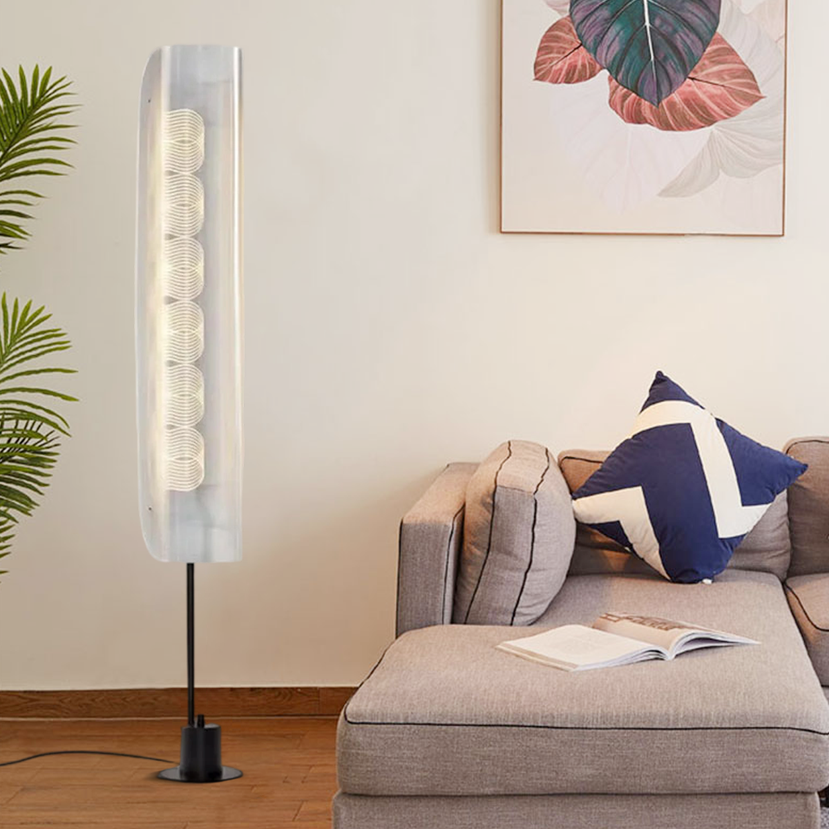 Zenno Modern Floor Lamp – Cylindrical Metal & Acrylic for Bedroom