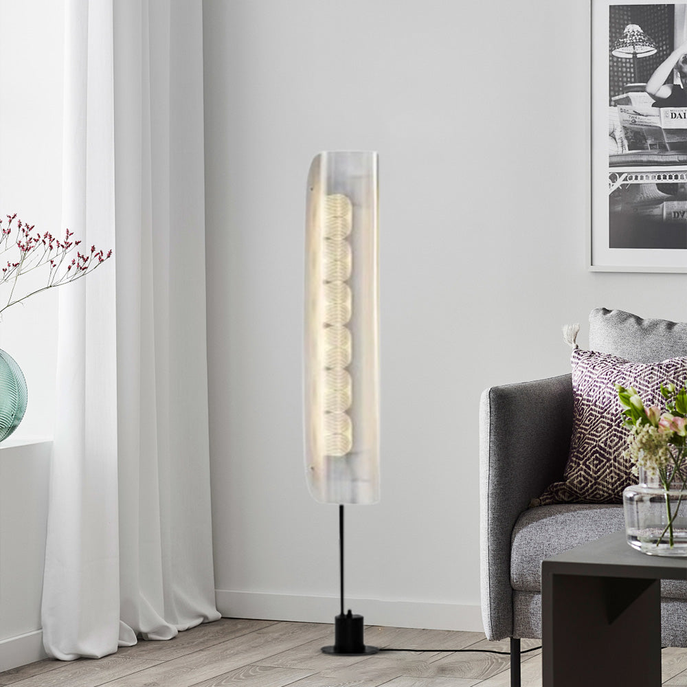 Modern Floor Lamp – Cylindrical Metal & Acrylic Living Room