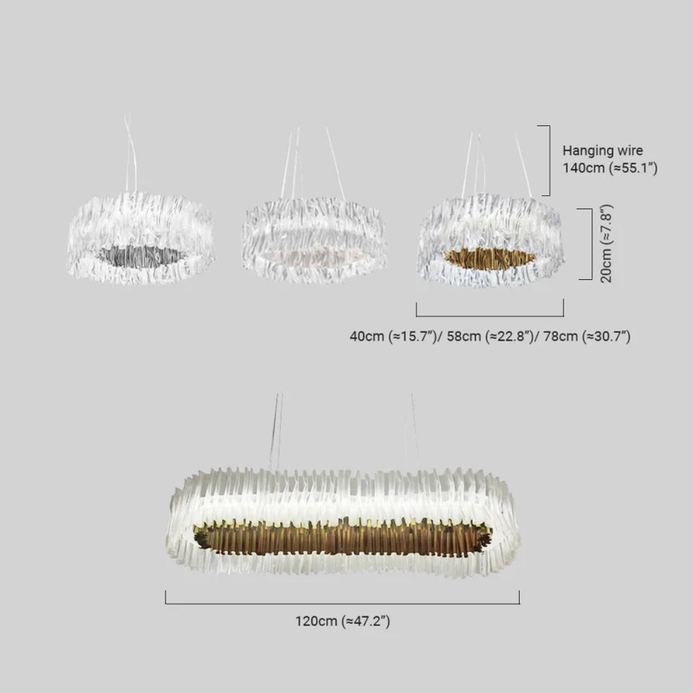 Designer Luxury Pleated Pendant Light Dimensions