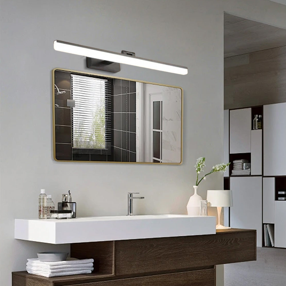 Modern White Vanity Light - Rectangular Metal Bathroom
