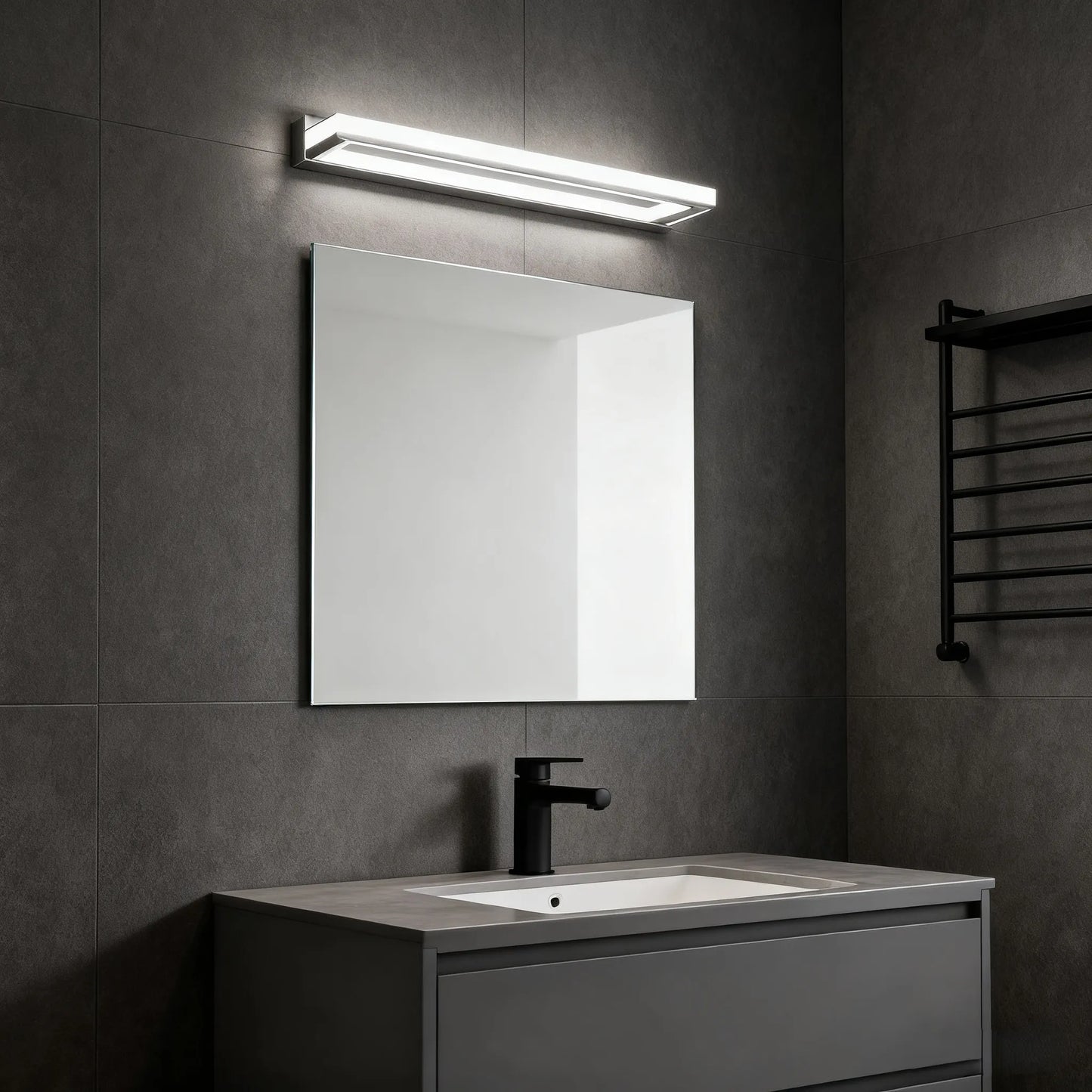 Vanity Light for Bathroom – White Acrylic & Metal Fixture