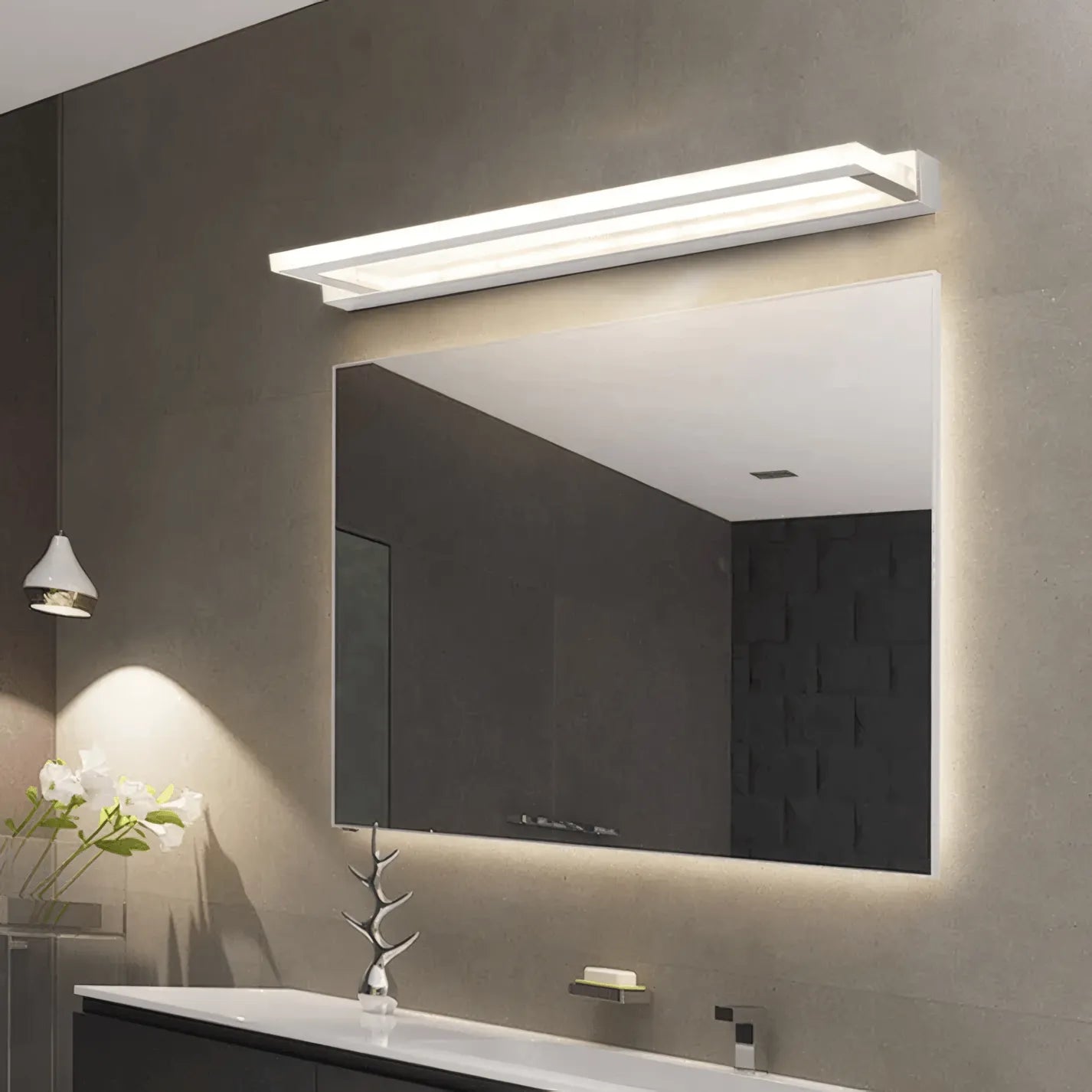 Vanity Light for Bathroom – White Acrylic & Metal Fixture