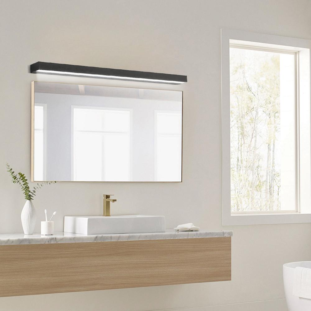 Minimalist Black LED Linear Wall Light fr Bathroom