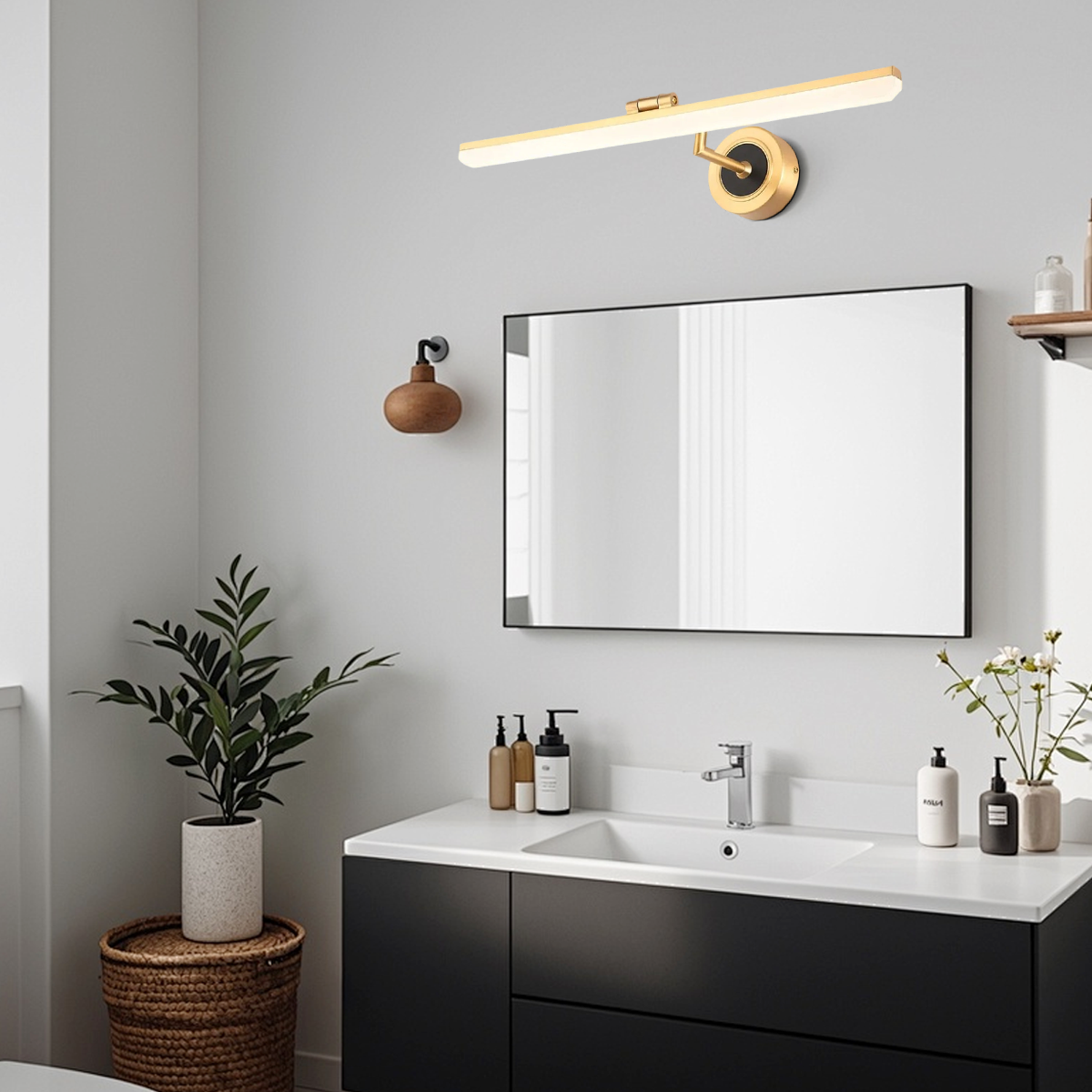 Arcato Vintage Vanity Light – Black/Gold Metal with Adjustable Light Bathroom