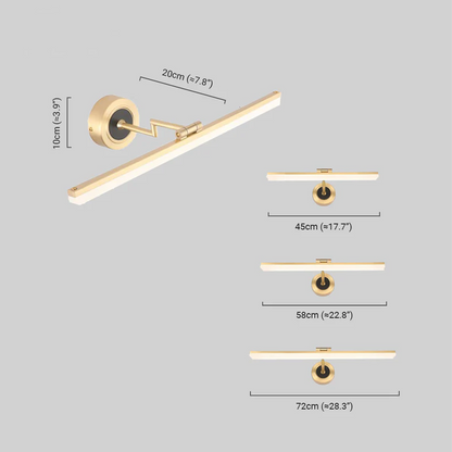 Vanity Light – Black/Gold Metal with Adjustable Light Dimensions