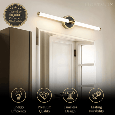 Arcato Minimalist Stick Vanity Wall Lamp – Mirror Front for Bathroom