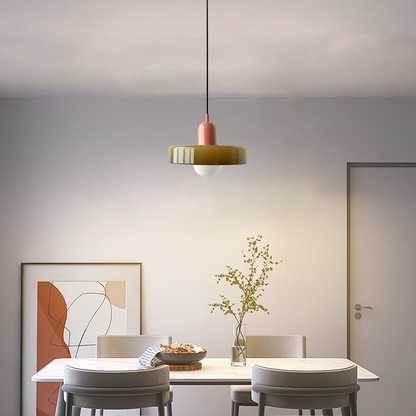 Morandi Green Pink Glass Pendant Light for Dining Room