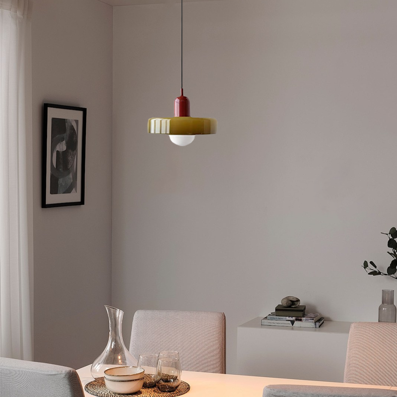 Morandi Green Red Glass Pendant Light for Dining Room