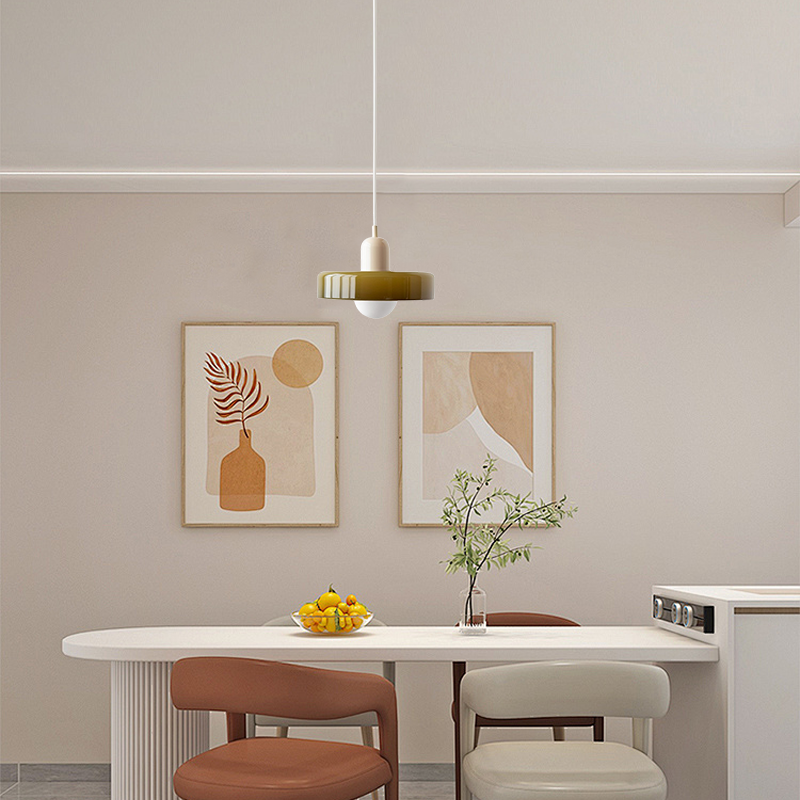 Morandi Green White Glass Pendant Light for Dining Room