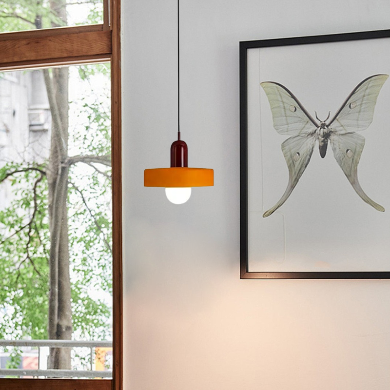 Morandi Orange Red Glass Pendant Light for Living Room