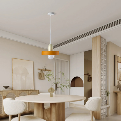 Morandi Orange White Glass Pendant Light for Dining Room