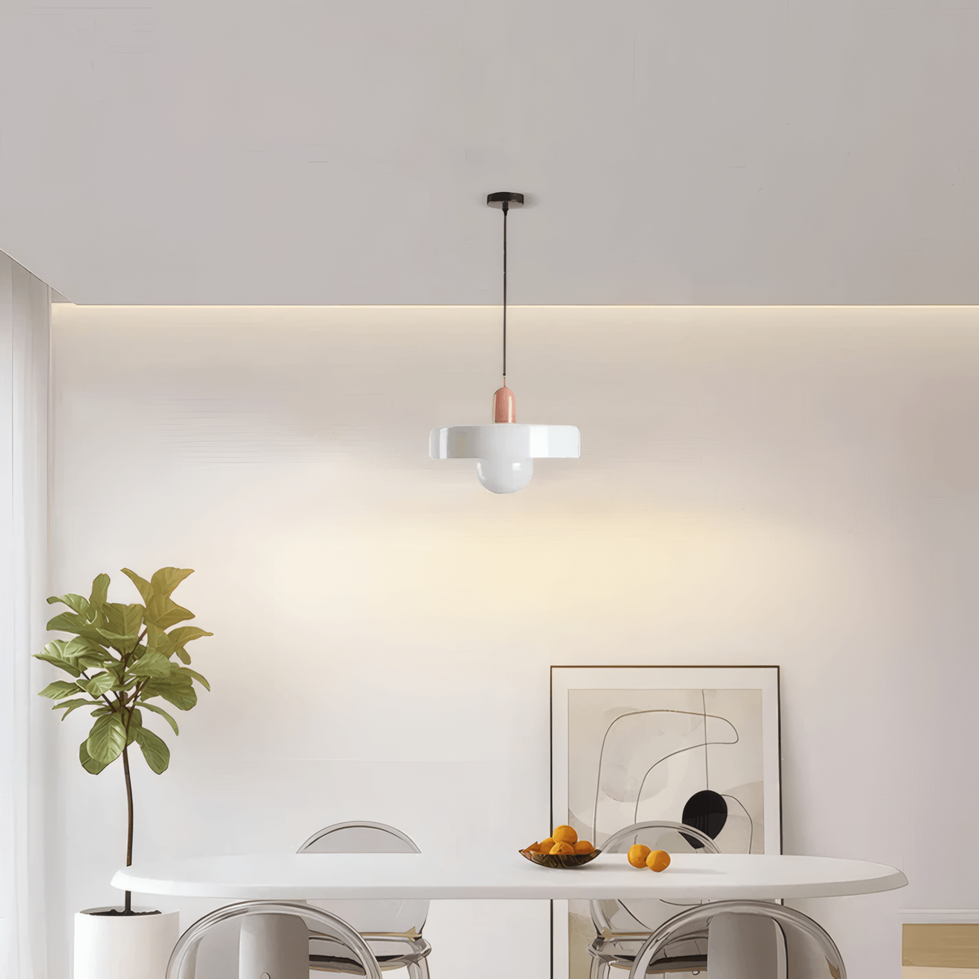 Morandi White Pink Glass Pendant Light for Dining Room