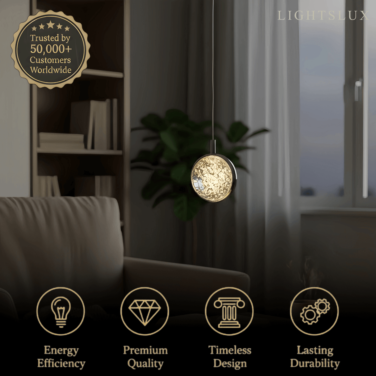 Vivara Art Deco Gold Pendant Light 