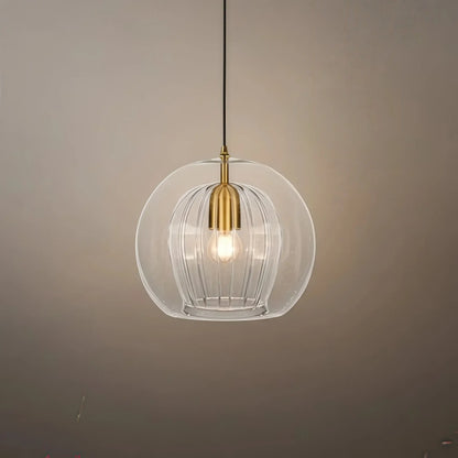 Vetro Nordic Globe Pendant Light – Clear or Amber Glass for Bedroom